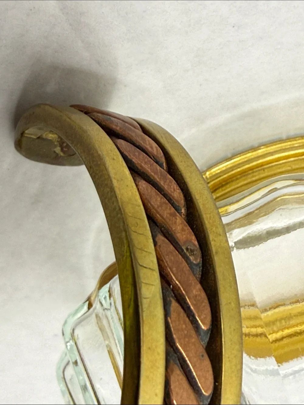 Vintage Two-Tone Braided Metal Cuff Bracelet - Copper & Brass thick heavy piece